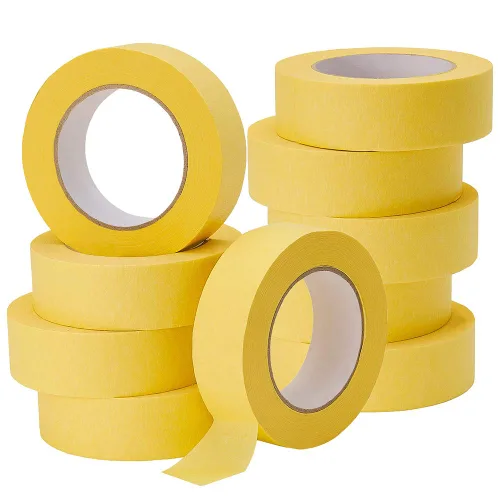 Lichamp Paquete de 10 cintas de enmascaramiento de acabado automotriz, color amarillo, 1.417 in x 180.4 ft, cinta de pintura para carrocería de