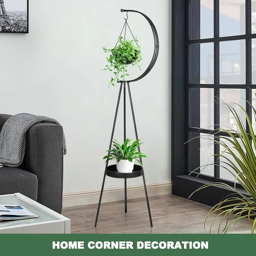 Miniatura 3 de airogym Soporte para Plantas, Soporte de Metal para Plantas de Interior y Exterior, Estante Moderno de Hierro para Macetas de Flores, Estante