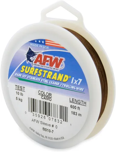 Miniatura 24 de Surfstrand Bare 1x7 Cable Líder de Acero Inoxidable - Línea Líder de Pesca para Agua Salada, 20lb Test - 325lb Test en Brillante, Camuflaje