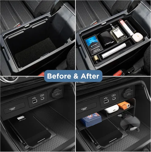 Miniatura 2 de Organizador de consola central de 3 piezas compatible con accesorios Honda CRV 2023-2026, caja de almacenamiento de cajón oculto del reposabrazos