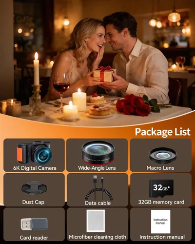 Miniatura 9 de Cámara digital 6K 96MP Vlogging Cámara para YouTube con pantalla abatible de 3 pulgadas 180° WiFi enfoque automático 18X zoom 32GB tarjeta portátil