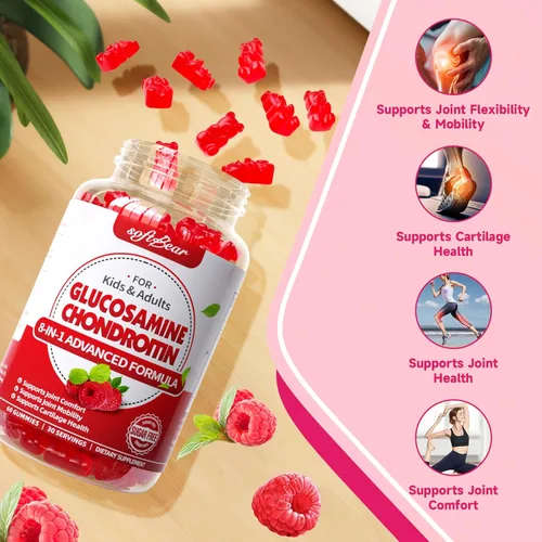 Miniatura 4 de softbear Gomitas de condroitina de glucosamina, sin azúcar, glucosamina condroitina, MSM, suplemento con cúrcuma de saúco que apoya la salud