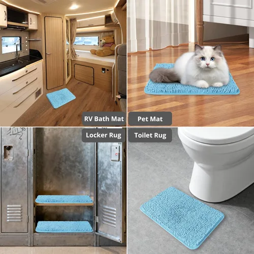 Miniatura 16 de Alfombra de baño pequeña de 12 x 18 pulgadas, lavable y absorbente, antideslizante, alfombra de baño de felpilla gruesa y suave para baño, ducha