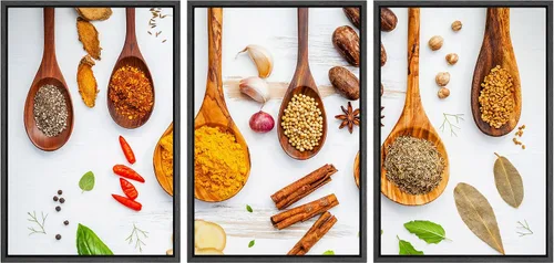 Miniatura 90 de wall26 Lienzo enmarcado para pared, juego de arte de hierbas, verduras y condimentos en madera, alimentos, fotografía cultural, realismo, paisaje