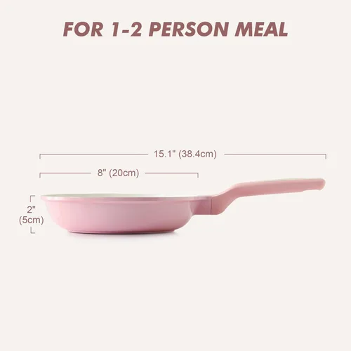 Miniatura 7 de SENSARTE Sartén antiadherente de cerámica de 8 pulgadas, sartén saludable no tóxica, sartén para tortilla compatible con inducción con mango Rosa