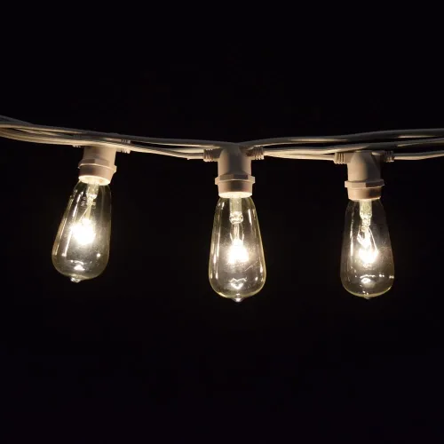 Miniatura 9 de Hometown Evolution, Inc. Cadena de luces Edison vintage de grado comercial para exteriores (ST40 transparente, cable negro comercial, 25 pies)