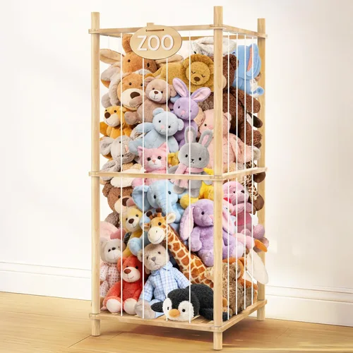 Almacenamiento y organizador de animales de peluche, bonito soporte de juguetes de zoológico con cuerda elástica, 36 pulgadas, gran capacidad,