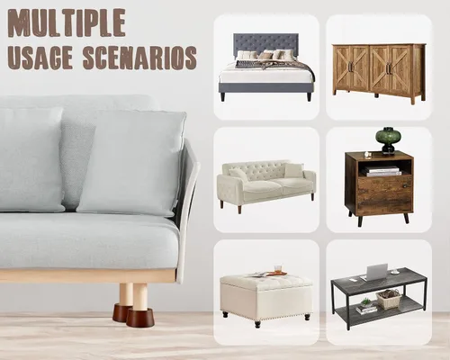 Miniatura 6 de OneDream Bloques elevadores de madera para muebles, juego de 4 elevadores de cama de 1 pulgada, elevadores redondos de madera maciza resistente