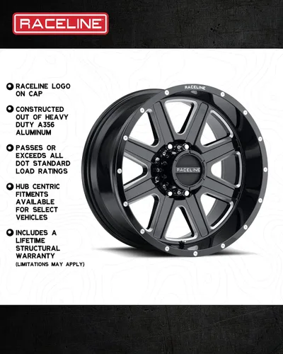 Miniatura 4 de Ruedas Raceline 940M HOSTAGE Negras Con Acabado Mecanizado 16X8" 5X114.3 Patrón de Pernos 0mm Desplazamiento/(4.5"E/S) 8 Radios Aluminio Ruedas