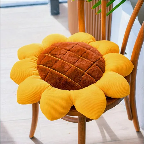 Miniatura 10 de LEVINIS Cojines de silla con forma de girasol amarillo, almohadas decorativas grandes de terciopelo suave, cojín reversible para cama, automóvil