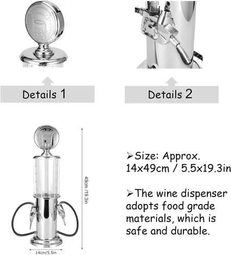 Miniatura 6 de Dispensador de licor, bomba de gas de metal, boquilla dispensadora de bebidas, cerveza, vino, bebida, decantador de licor para cócteles de vodka