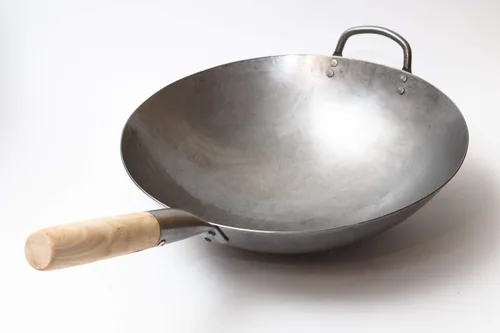 Miniatura 4 de Craft Wok 731W88 wok de acero al carbono, tradicional, martillado a mano, con manija de acero y madera (14 in, base redonda)