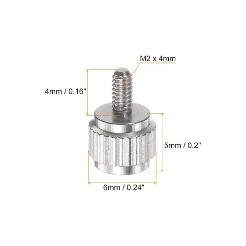 Miniatura 2 de HARFINGTON 4 pinzas Vernier tornillos de bloqueo M2x4mm cabeza plana redonda moleteada pulgar perilla pernos