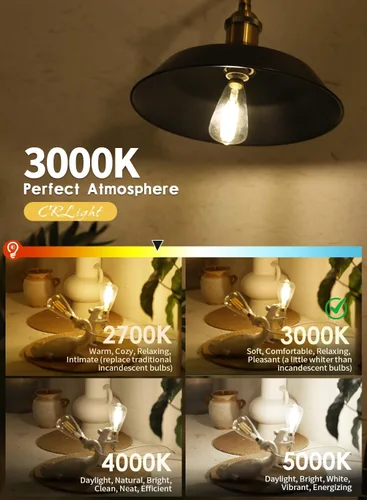 Miniatura 3 de Bombilla LED regulable de 6 W, 3000 K, blanco suave, equivalente a 800 W, 800 LM, bombillas LED E12, bombillas de cristal transparente estilo Edison