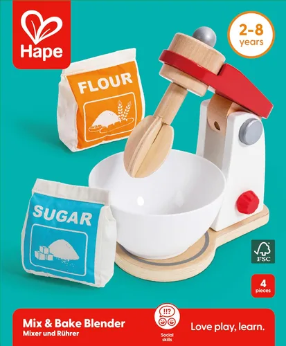 Miniatura 6 de Hape Wooden Mighty Mixer Kitchen Plaset Juguete educativo para hornear para preescolares a partir de 3 años