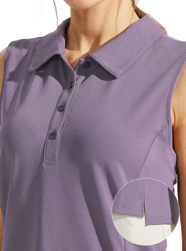 Miniatura 4 de Looleafy Women's Sleeveless Golf Shirt Quick Dry Tennis Tank Tops Golf Polo Shirts for Women with Collar