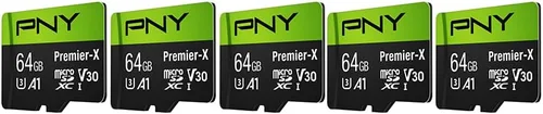 Miniatura 2 de PNY Tarjeta de memoria flash microSDXC Premier-X de 64 GB clase 10 U3 V30 5 unidades - 100MB/s, clase 10, U3, V30, A1, 4K UHD, Full HD, UHS-I, Micro
