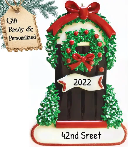 Miniatura 6 de Adorno personalizado de nuestro nuevo hogar 2025 Nombre y año personalizados Decoración de recuerdo de puerta marrón para propietario de casa
