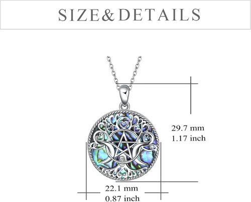 Miniatura 5 de YFN Collar de diosa de triple luna plata de ley pentagrama pentagrama ópalo pagano wiccano magia amuleto de árbol de la vida joyería para mujeres
