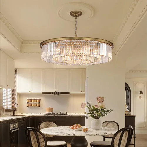 Miniatura 3 de Candelabro grande de cristal moderno de lujo, lámpara de techo colgante de oro antiguo para comedor, sala de estar, 12 luces, 3 niveles