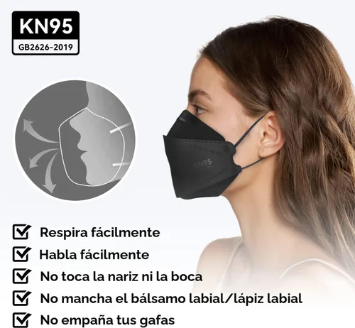 Miniatura 5 de Keangs - KN95 - Mascarillas faciales desechables suaves y cómodas para adultos y adolescentes, paquete de 50 unidades, color negro