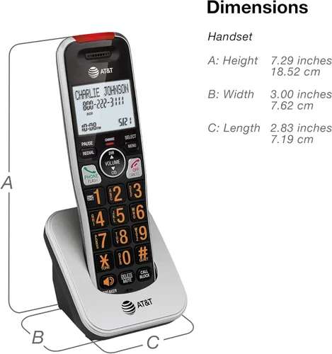 Miniatura 12 de AT&T BL102-2 DECT 6.0 - Juego de 2 teléfonos inalámbricos para el hogar con contestador