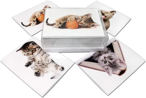 Miniatura 2 de Tarjetas divertidas de gatito, paquete de 12 tarjetas divertidas de notas de gato con sobres, 4 divertidos diseños de fotos, interior en blanco