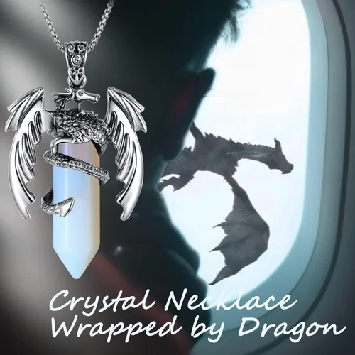 Miniatura 4 de MAIBAOTA Collar de dragón para hombres y mujeres, collar de cristal, collares geniales para hombre, joyería de dragón, collar de piedras preciosas