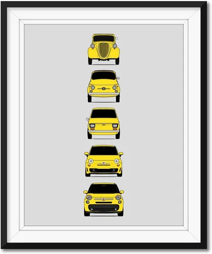 Miniatura 11 de Custom Car Posters Póster hecho a mano compatible con Fiat 500 generaciones e impresión de Fiat 500 (Topolino, 500 Nuova, 126, 500 L), multicolor