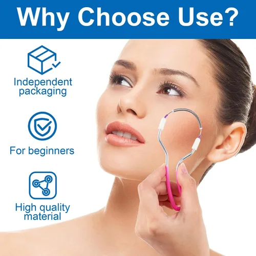 Miniatura 3 de 2 unidades de removedor de vello facial manual, depiladora de resorte facial de acero inoxidable con asa, herramienta de eliminación de vello facial