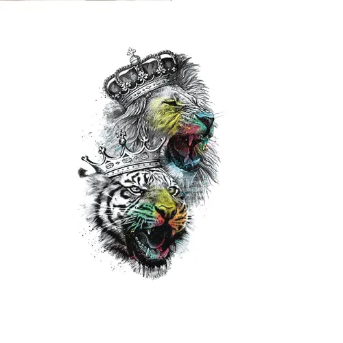 Tatuajes temporales pegatinas falsas cuerpo brazo pecho hombro tatuaje para hombres o mujeres (león)