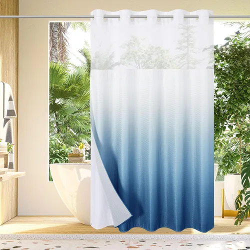 Miniatura 12 de Gibelle: cortina de ducha pequeña para baño de 36x74, cortina de ducha de punto gofre con juego de forro de tela a presión, no necesita ganchos