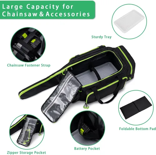 Miniatura 2 de Estuche para motosierra, bolsa duradera para motosierra con bandeja extraíble a prueba de derrames y fácil de limpiar, funda de transporte