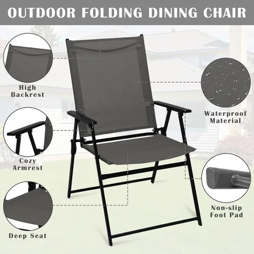 Miniatura 3 de YLGJ&TIDY Juego de 4 sillas plegables para exteriores, sillas de comedor apilables para exteriores con respaldo, sillas plegables portátiles