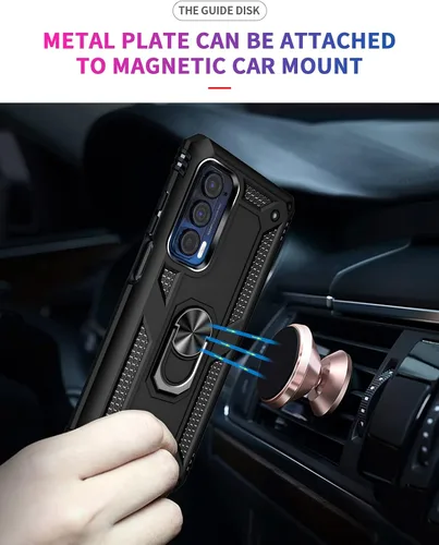 Miniatura 3 de Funda para Moto Edge 2021, con protector de pantalla, [grado militar] 16 pies, cubierta probada contra caídas con soporte magnético para Moto Edge