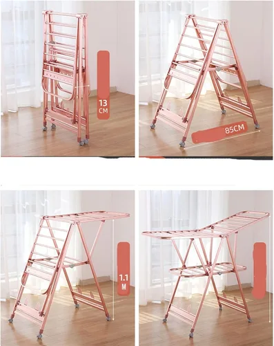Miniatura 6 de UNNS Tendedero plegable para colgar en el suelo, para colgar en el suelo, para secar ropa, de aleación de aluminio, para interiores y exteriores