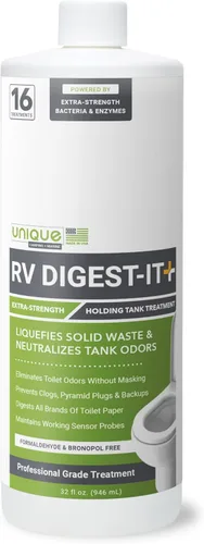 Miniatura 13 de Unique RV Digest-It+, tratamiento de inodoro extra fuerte para autocaravana, licua, desechos y todas las marcas de papel higiénico, eliminador