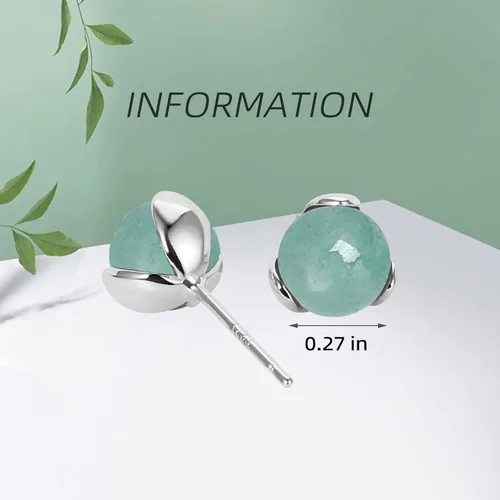 Miniatura 46 de Jade Earrings Studs,Green Jade Earrings for Women,925 Sterling Silver Earrings Studs for Sensitive Ears,Handmade Jade Earrings for Birthday