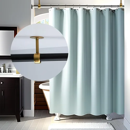 Miniatura 7 de Coshar Soporte de barra de cortina de ducha de acero inoxidable resistente de 1 pulgada (0.984 in) de diámetro. Soporte montado en techo y pared