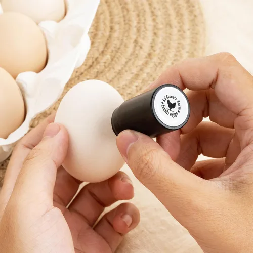 Sellos de huevos personalizados para huevos frescos, sellos de huevos personalizados para pollo de granja, 24 estilos disponibles con texto y caja,