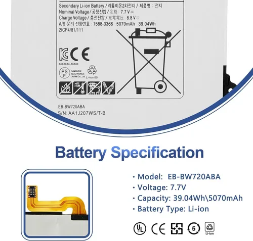 Miniatura 2 de EB-BW720ABA EB-BW720ABE Batería para Samsung ChromeBook Plus V2 XE520QAB XE521QAB, Chromebook 4 4+ XE310XBA XE350XBA, Galaxy Book 12 SM-W720 SM-W723