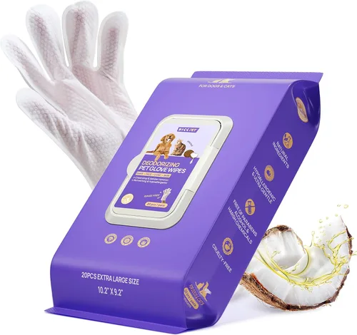 Miniatura 13 de HICC PET Toallitas desodorizantes de limpieza para perros y gatos, hipoalergénicas, hidratantes y nutritivas para guantes de aseo de mascotas