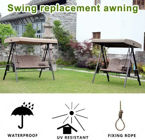 Miniatura 3 de Toldo de repuesto para asiento de columpio de jardín, cubierta de toldo de columpio de 3 plazas, cubierta superior impermeable para silla columpio