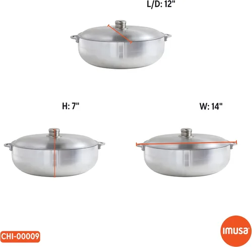 Miniatura 8 de IMUSA Caldero tradicional de aluminio pulido (horno holandés) con tapa, 6.9 cuartos, aluminio pulido