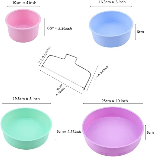 Miniatura 2 de SKYPRO Juegos de moldes de silicona para hornear, moldes redondos de silicona antiadherentes para pasteles en capas, pasteles de queso y pasteles