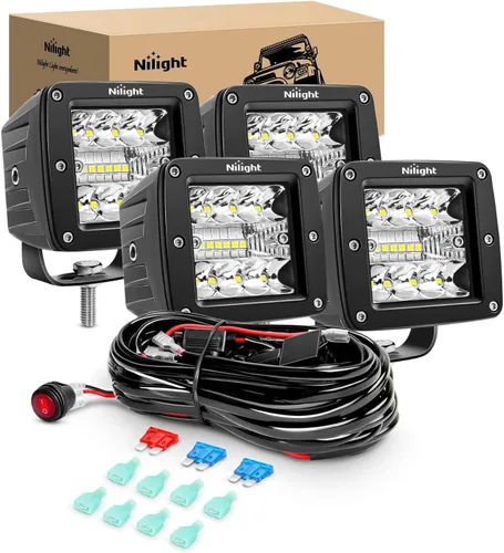 Miniatura 12 de Nilight 2 cubos LED de 3 pulgadas y 42 W mejorados, combo de inundación de puntos, luces antiniebla todoterreno de conducción cuadrada de 12 V, 5