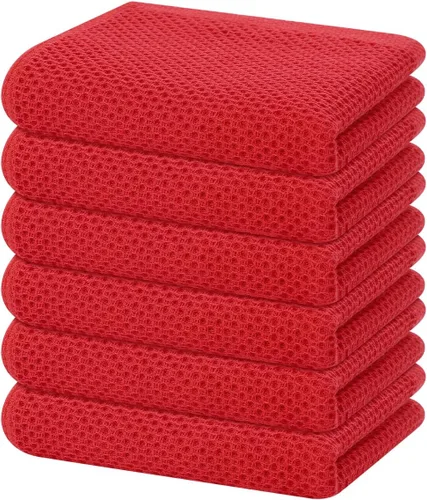 Miniatura 219 de Homaxy Paños de cocina de 100% algodón con tejido de gofre, ultra suaves, absorbentes, de secado rápido, 12 x 12 pulgadas, paquete de 6, amarillo