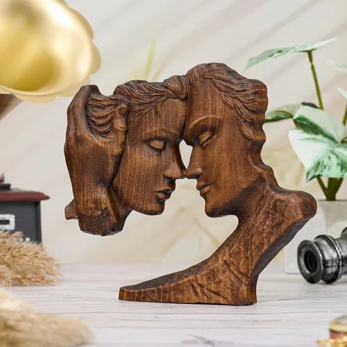 Miniatura 5 de BGCOPPER Estatua de madera para pareja, esculturas abstractas de pareja para decoración del hogar, regalo de mujer para aniversario, boda