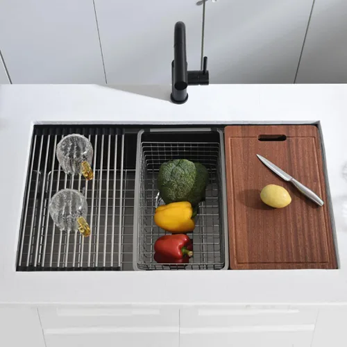 Miniatura 9 de Fregadero de cocina negro 32 para montaje inferior, 32 x 19 x 10 pulgadas, fregadero de cocina de acero inoxidable negro calibre 16, fregadero