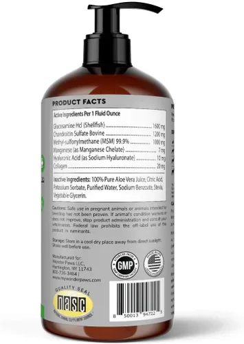 Miniatura 2 de WONDER PAWS Glucosamina líquida prémium para perros, apoyo articular fuerte, flexibilidad, cartílago y movilidad, suplemento de cadera